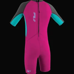 O'neill Toddler Reactor II 2MM Back Zip S/S Spring Wetsuit - Berry/LtAqua/Graph